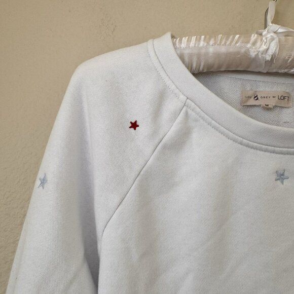 Lou and Grey For Loft White Sweater with Star Detailing Size Medium - Picture 2 of 7